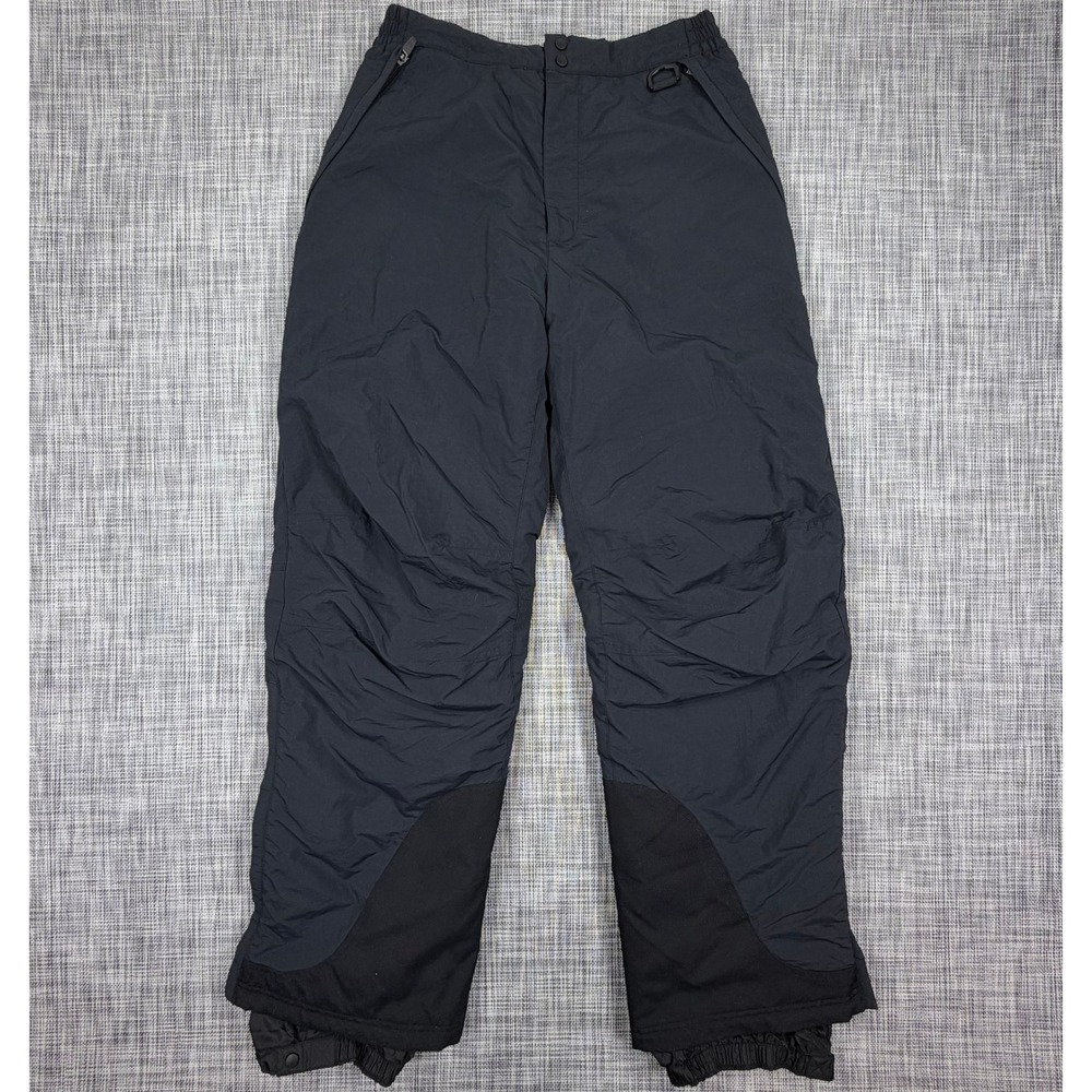 LL Bean Mens Black Insulated Snow Pants Medium Tall Nylon Elastic Waist Pockets